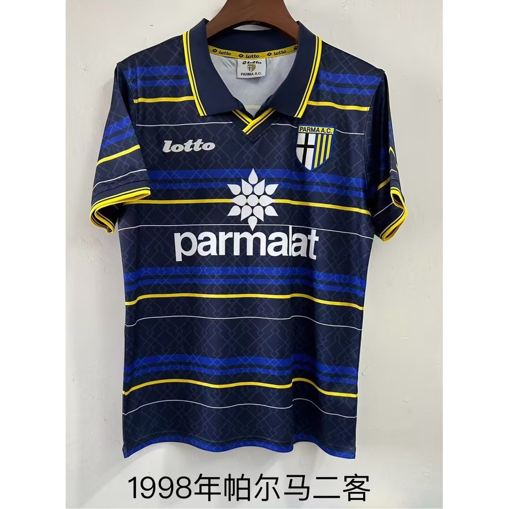 1998 Parma 2 away เสื้อยืดแขนสั้นกีฬาฟุตบอลย้อนยุค