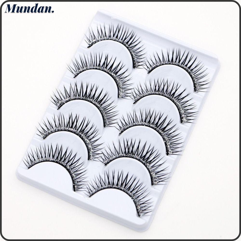 MUNDAN Diamond Manga Lashes Handmade Fuffy Lashes Glitter ผู้หญิงความงามหนา Long Eye Lashes
