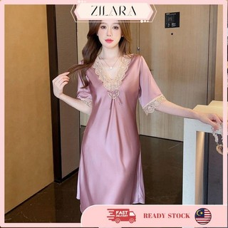 Zilara Pyjama renda sutera untuk wanita, gaya tulen, manis, mewah, fesyen P08