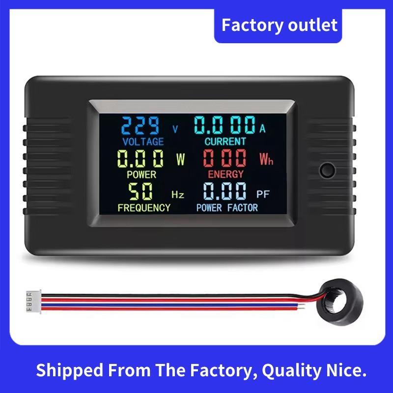 Pzem-022- Single-Phase AC Volt Amp Meter หน้าจอสีความถี่ Power Factor Wattmeter Power Meter 100A พร้