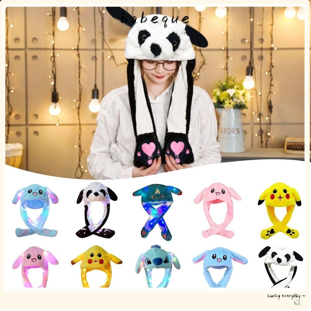 Babeque หมวกย้ายตุ๊กตาเรืองแสง, หมวกสัตว์สัตว์ Earflap หมวก, ป้องกันหู Kuromi คออุ่นการ์ตูน Movable หูถุงลมนิรภัยหมวกฤดูหนาว