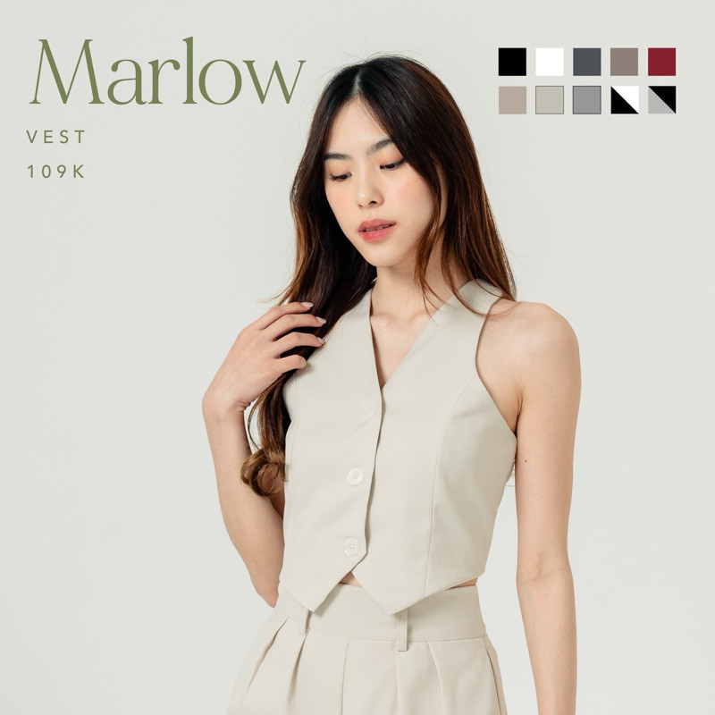 Marlow Vest  Ocha Wear | เสื้อเบสิคพรีเมี่ยม | เสื้อสตรีคุณภาพ | เสื้อครอปคอวี