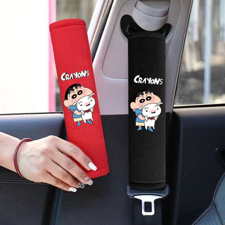 ชุด 2 ชิ้น Crayon Shin-chan เข็มขัดนิรภัยรถยนต์ครอบคลุมแผ่นรองไหล่