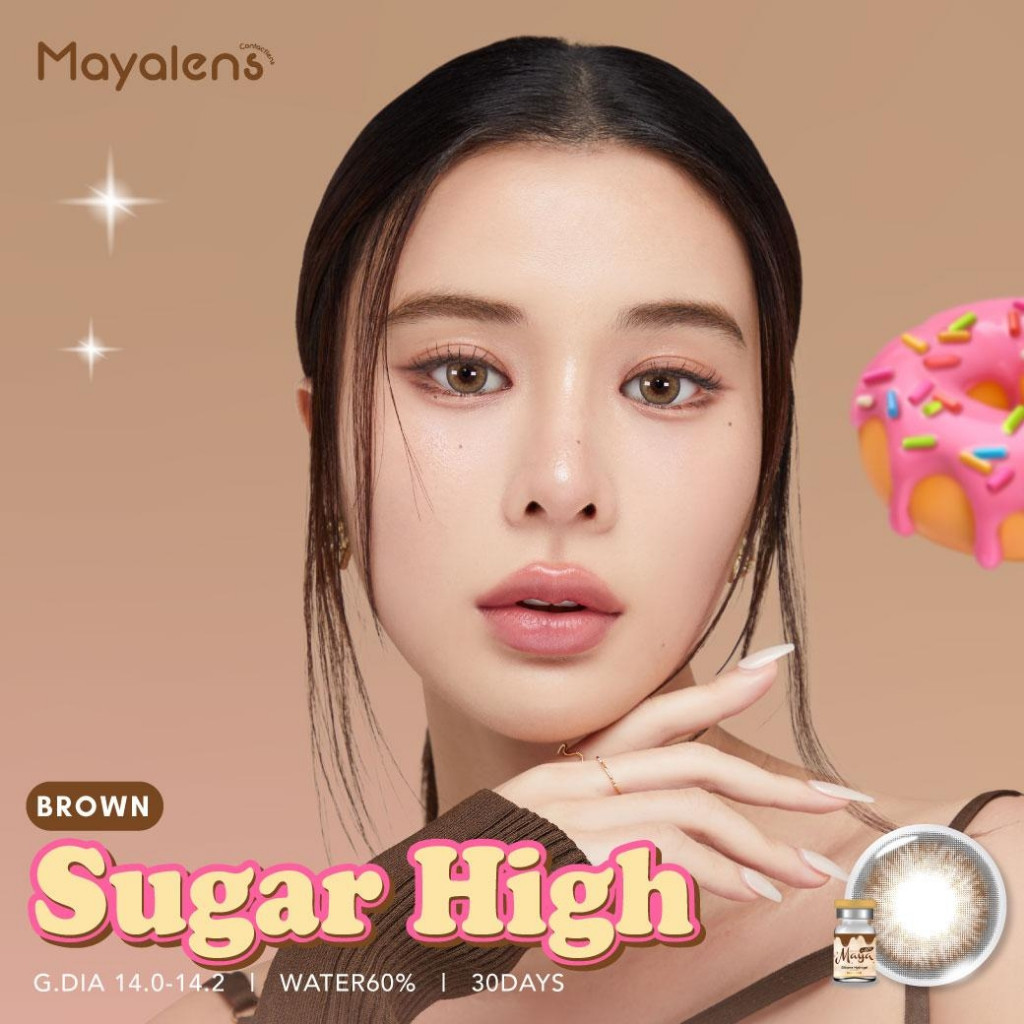 🔥คอนแทคเลนส์ Silicone Hydrogel ค่าอมน้ำ 60%❤️Size : S❤️รุ่น Sugar high (Mayalens Premium)