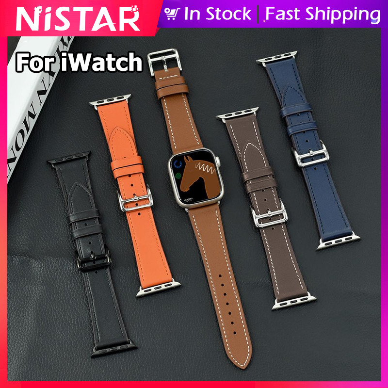 Nistar ของแท้สายหนังระบายอากาศนุ่มสําหรับ Apple Watch Ultra 2 S10 9 8 7 6 5 4 3 2 1, Classic Smart Watch สายรัดข้อมือสําหรับ iWatch ขนาด 38/40/41/42/44/45/46/49 มม.