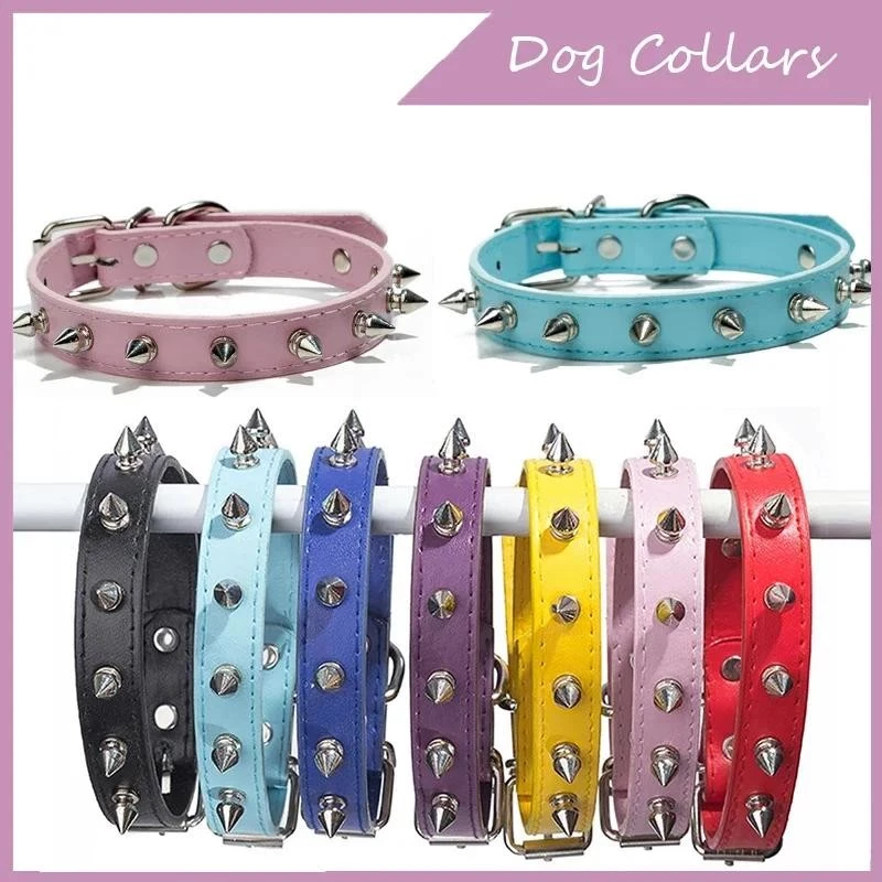 หนังสุนัขแมวคอ Spiked Studded ลูกสุนัขสัตว์เลี้ยงสร้อยคอสําหรับขนาดกลางขนาดเล็กแมวสายคล้องคอสัตว์เลี้ยงปลอกคอสุนัขอุปกรณ์เสริม