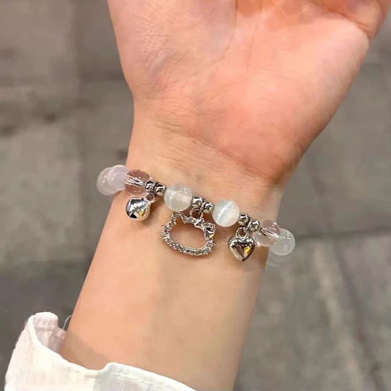 สร้อยข้อมือคริสตัล รูปตาแมว+กระดิ่ง สไตล์เกาหลี แฟชั่น thumbnail 5