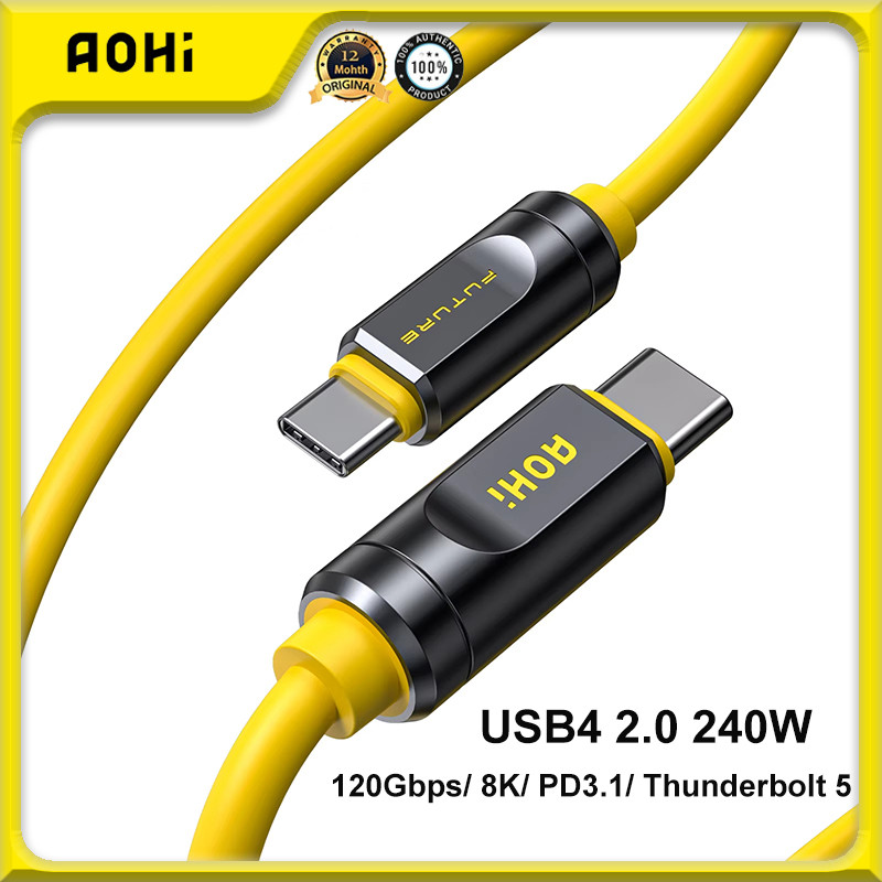 Aohi Thunderbolt 5 สาย FUTURE อิเหนา USB4 2.0 240W สาย USB-C ถึง USB-C 120Gbps 8K PD3.1 สายชาร์จเร็ว