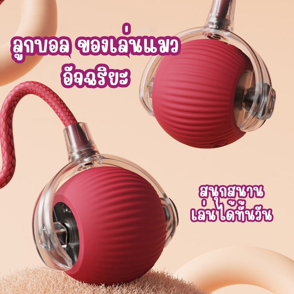 ลูกบอลแมว อัตโนมัติ ชาร์ตแบตได้ ของเล่นแมว หมุนได้ ของเล่นแมวโต้ตอบแมว