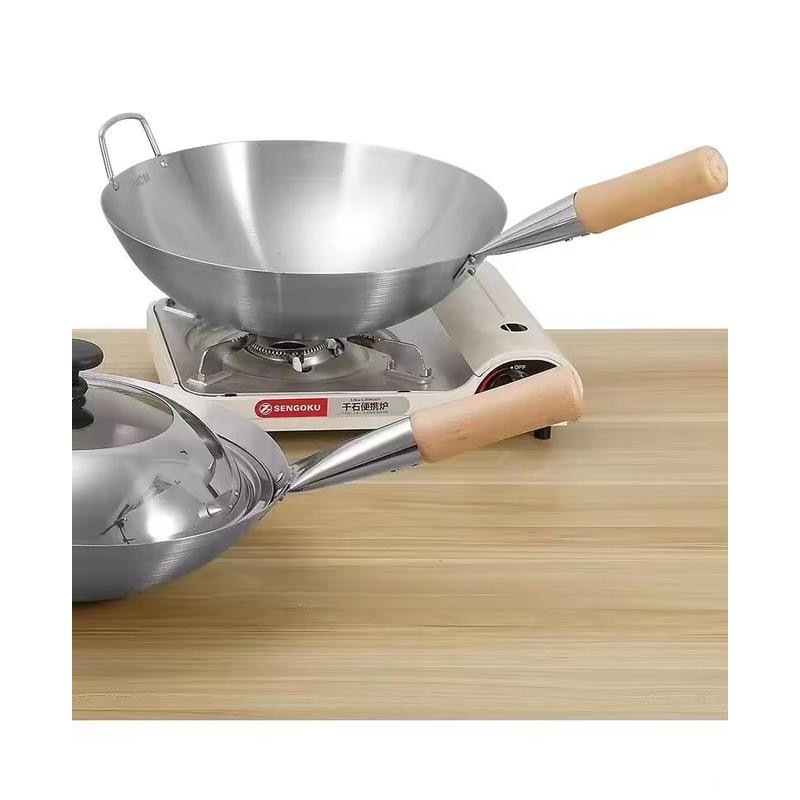 SS [ กระทะผัด ] กระทะ กระทะผัดสแตนเลส มี 2ไซส์ 30/32cm มีหูจับไม้กันความร้อน ทำอาหารได้หลายหลายเมนู - รูปที่ 6