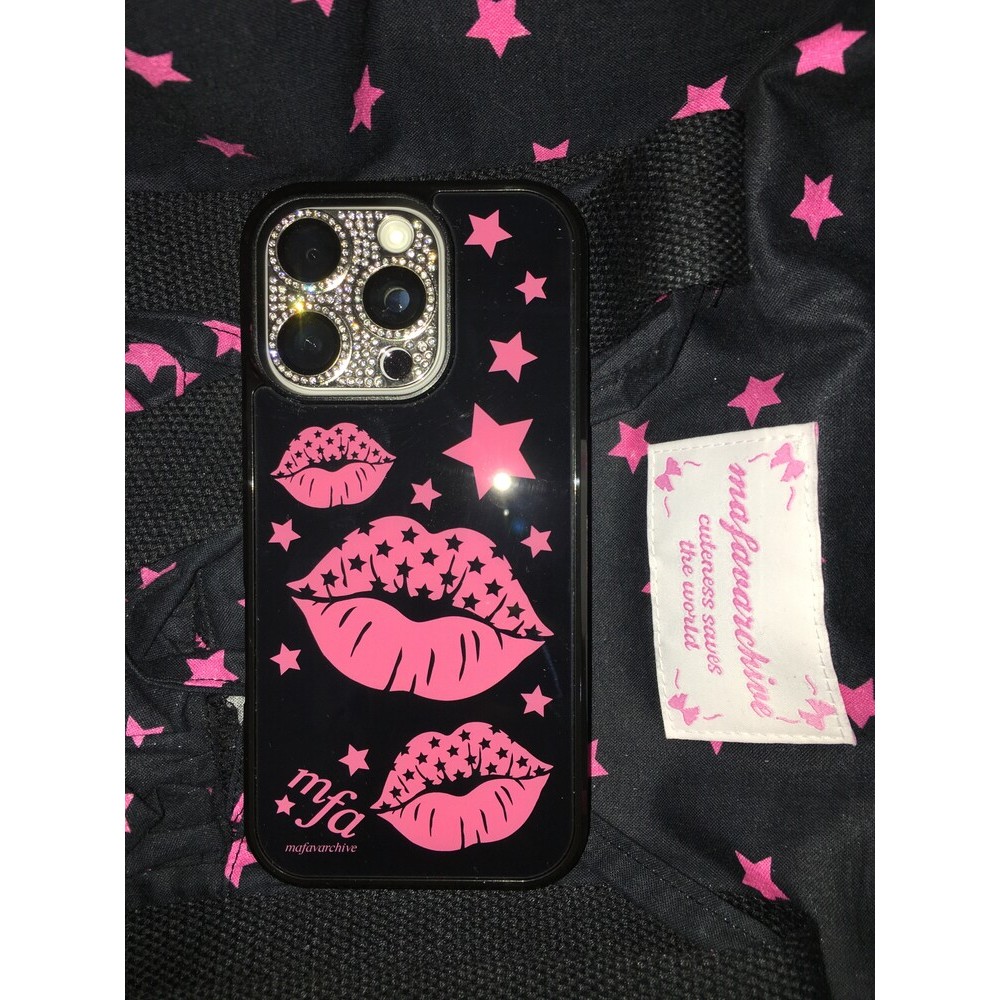 สไตล์เกาหลี ins Sweet Cool Hot Girl Pink Lip พิมพ์ Star