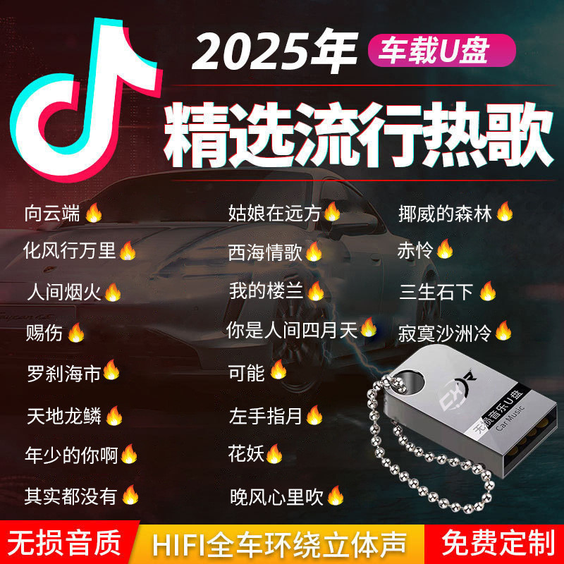 ✨Song Car U Disk 64G Music U Disk Lossless Mini Metal U Disk ความเร็วสูง Usk 25.4.6