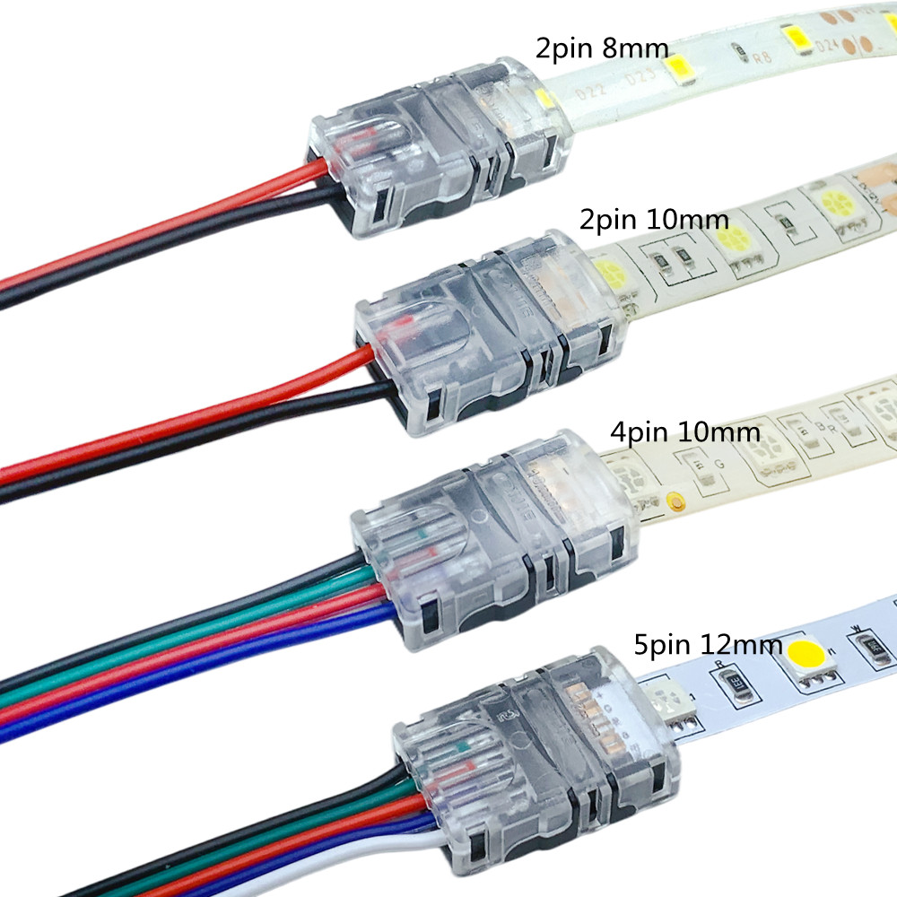 5 PCS LED Connector 2/3/4 Pin Strip To Wire Terminal 5/8/10 มม.แถบ Splice สําหรับ 2835 5050 RGBW RGBWW CCT เทป Light