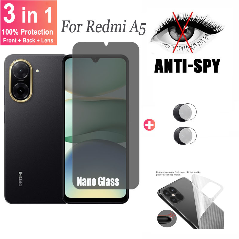 ฟิล์ม Redmi A5 4G ฟิล์มความเป็นส่วนตัวสำหรับ Xiaomi Redmi A5 A4 A3X A3 Pro A2 A1 Plus 4G 5G ตัวป้องกันหน้าจอป้องกันสายลับฟิล์มด้านหลังตัวป้องกันกล้อง