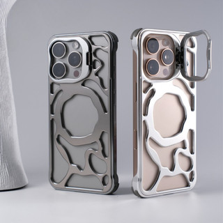 HOCE เคสโทรศัพท์โลหะแม่เหล็กไร้กรอบสําหรับ iPhone 13 14 15 16 17 Pro Max 17 Pro วงเล็บที่มองไม่เห็นอลูมิเนียมฝาครอบกระจายความร้อน