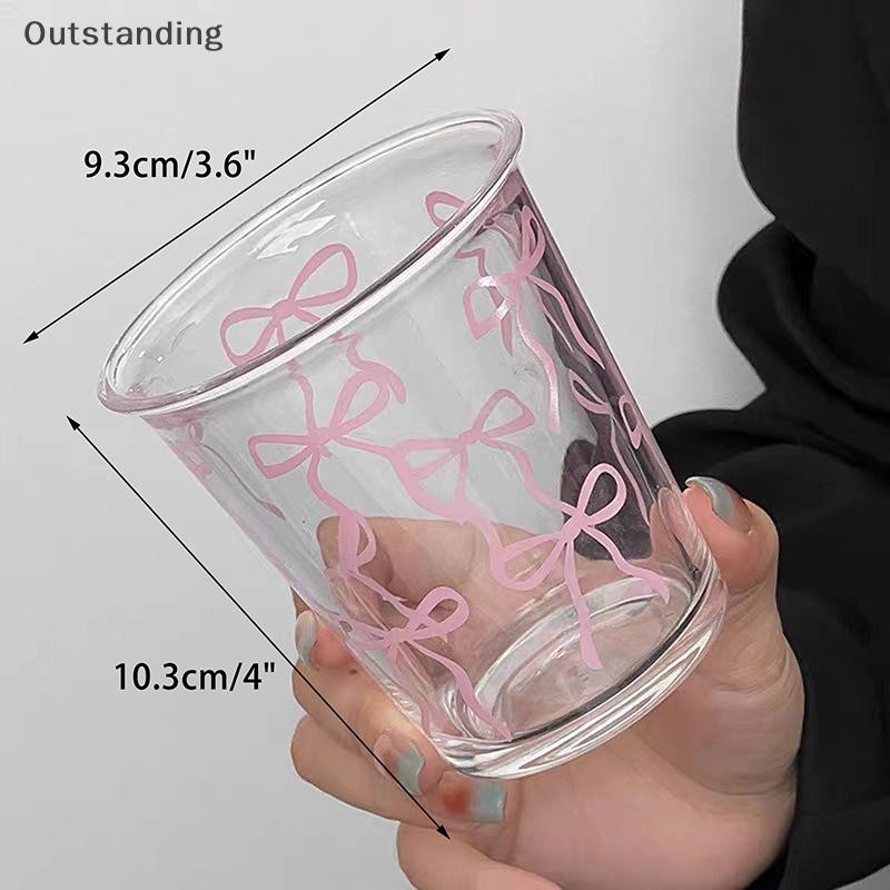แก้วโบว์ที่โดดเด่นถ้วยน้ําน่ารักการ์ตูนโบว์ถ้วยแก้วลายน่ารัก ดูเดิล แก้วกาแฟครัวเรือนผลไม้ชาน้ํามะนาวสาวของขวัญใหม่ - รูปที่ 3
