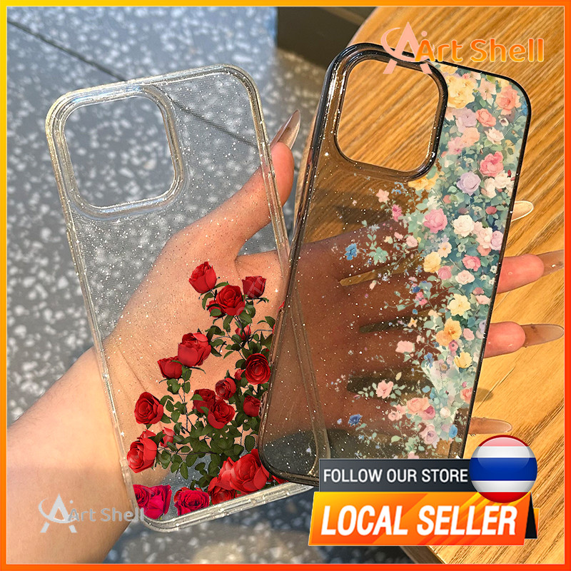 สำหรับ iphone 11 เคสไอโฟน13 กุหลาบแดง เคสไอโฟน11 pro max 16 15 14 11 12 Pro x xs max xr 7plus 8plus เคส 16 plus วัสดุ TP – โปรปัง