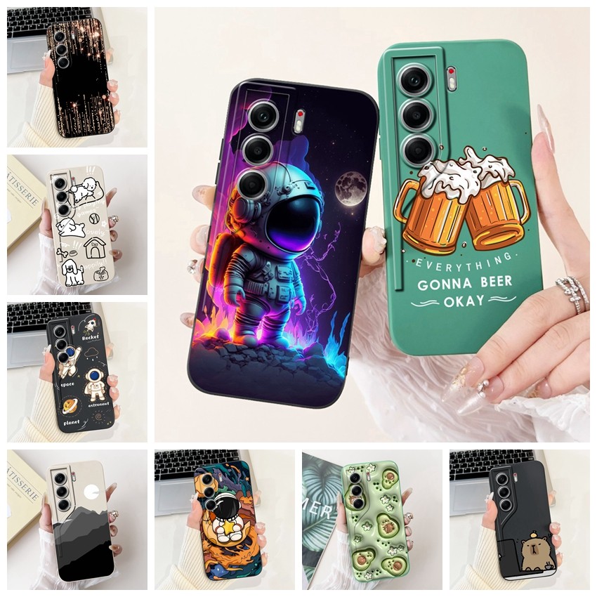 Tecno Camon 40 Pro 4G CM6 กรณีกันกระแทกหรูหราแมวน่ารักแพนด้ากระต่ายแฟชั่นดอกไม้รักปลอก Techno Camon 