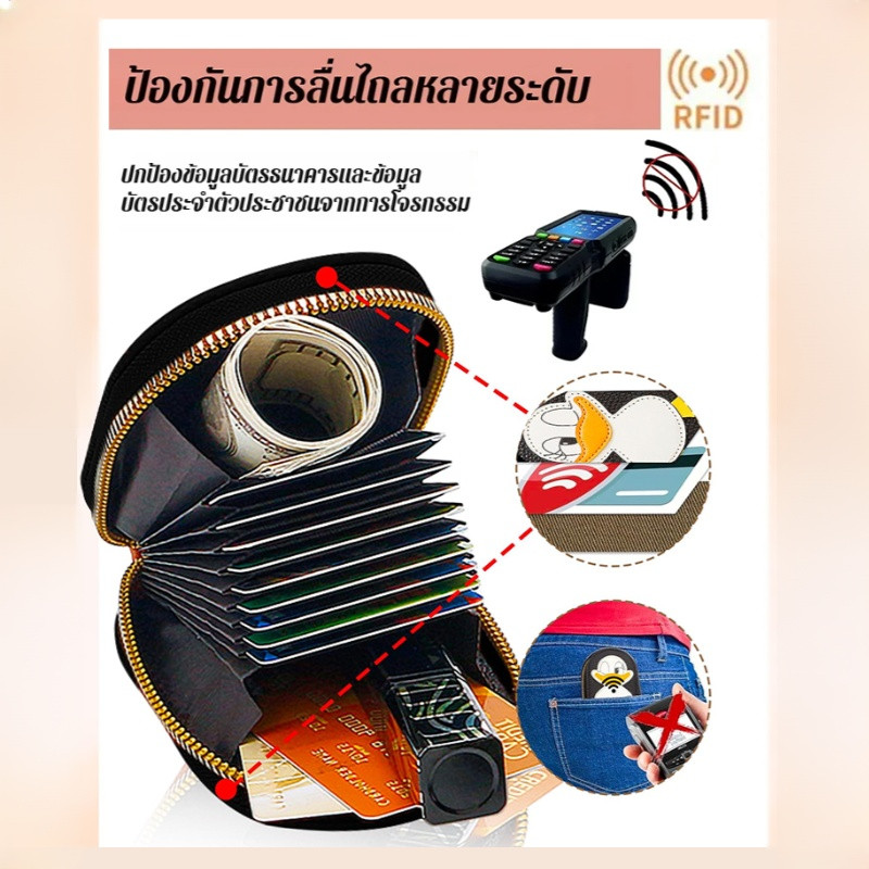 กระเป๋าใส่บัตรลายเป็ดมีหลายช่องใส่บัตร/หนัง PU/ ใส่นามบัตร/บัตรธนาคารความจุขนาดใหญ่ กระเป๋าเก็บของใบขับขี่多卡位风琴卡包