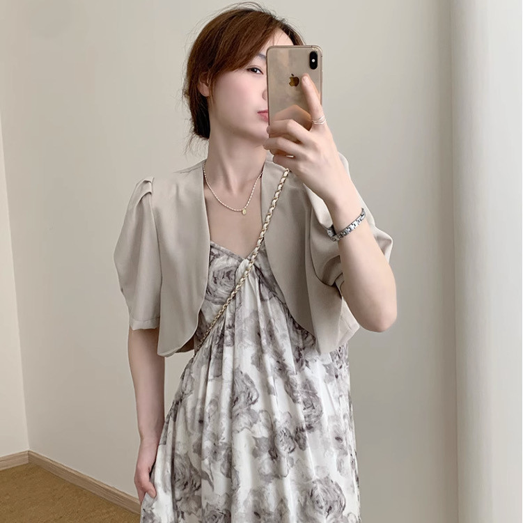 ﻿ Modern filipiniana blazer เสื้อแจ็คเก็ตสูทแขนสั้นบางเฉียบของผู้หญิงฤดูร้อนบางสไตล์เกาหลีแขนสั้นเสื