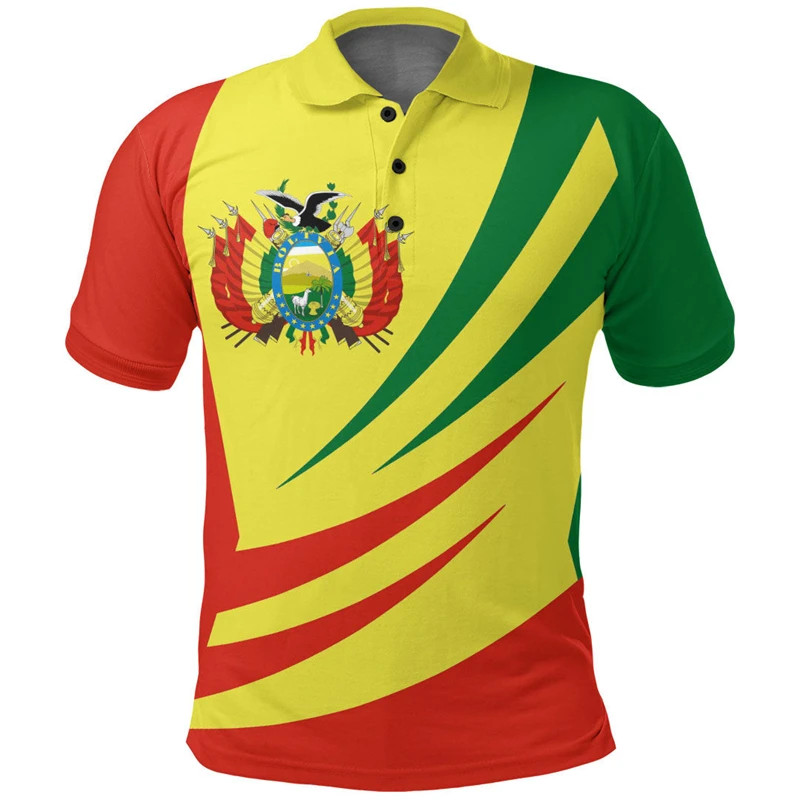 Bolivia ธงแผนที่ 3D พิมพ์เสื้อโปโลผู้ชายเสื้อผ้า Bolivian Boy แขนสั้นแฟชั่น Coat Of Arms POLO เสื้อ 