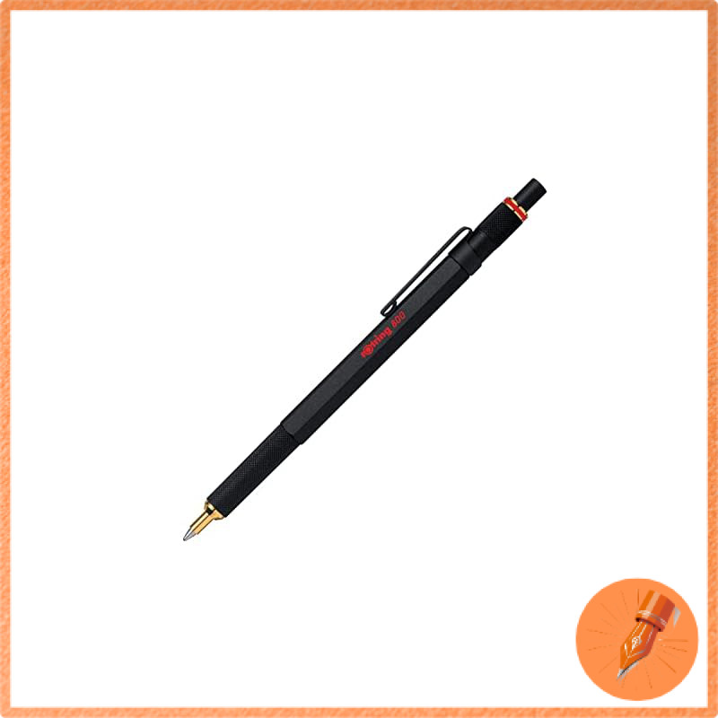 Rotring 800 Black Oil-based Ballpoint Pen, Retractable Storage Type, Model 2032579, Genuine Import.