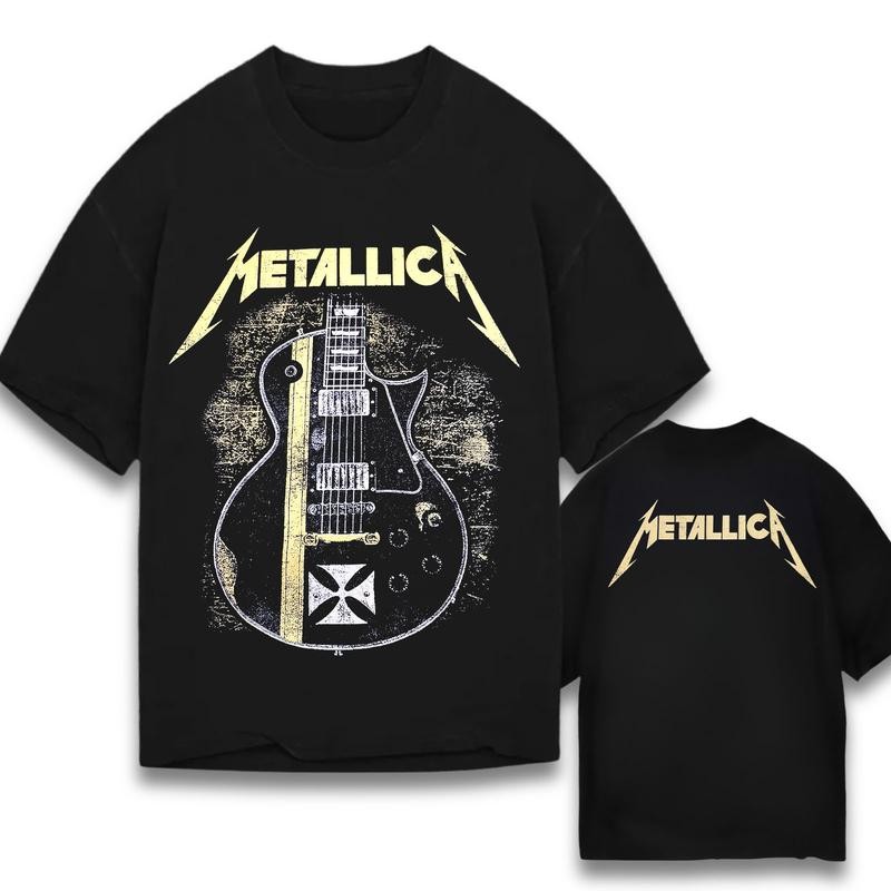 METALLICA GITAR เสื้อยืด BAND OVERSIZED 100% PREMIUM SOFT COTTON 230GSM UNISEX ตัด