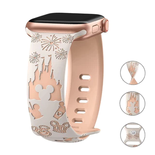 สายยางซิลิโคนแกะสลักนุ่ม for IWatch Apple Watch Ultra/SE 3 2 49มม. Series 11 10 9 8 7 6 5 4 49 46 45 44 42 41 40 38มม.