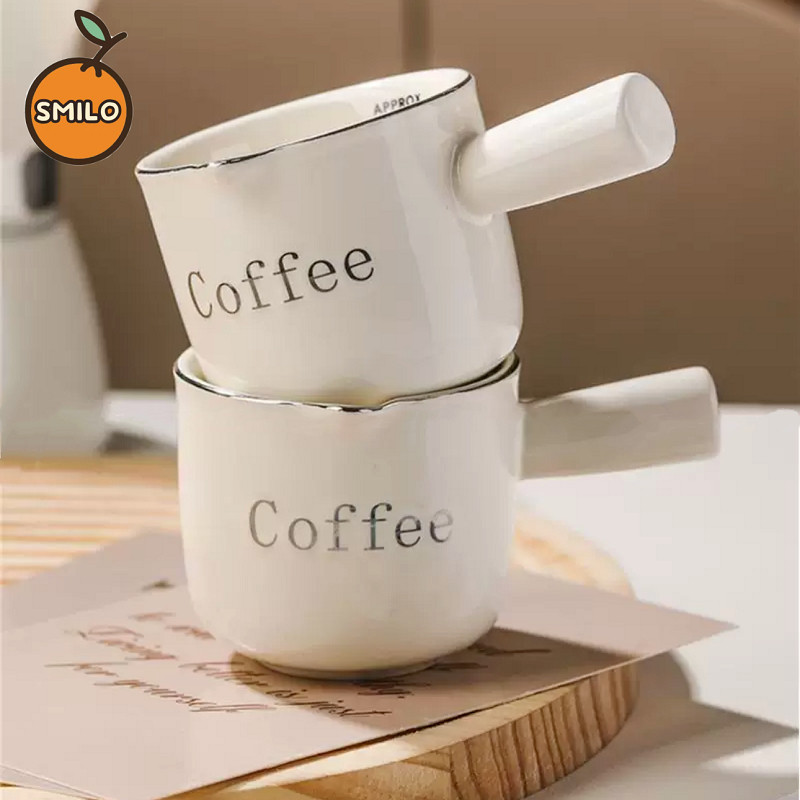 SMILO พร้อมสเกลวัด ถ้วยนม แก้วช็อตกาแฟเอสเปรสโซ่ แก้วตวง ถ้วยตวงเซรามิก 90 มล ถ้วยตวงกาแฟ – โปรปัง