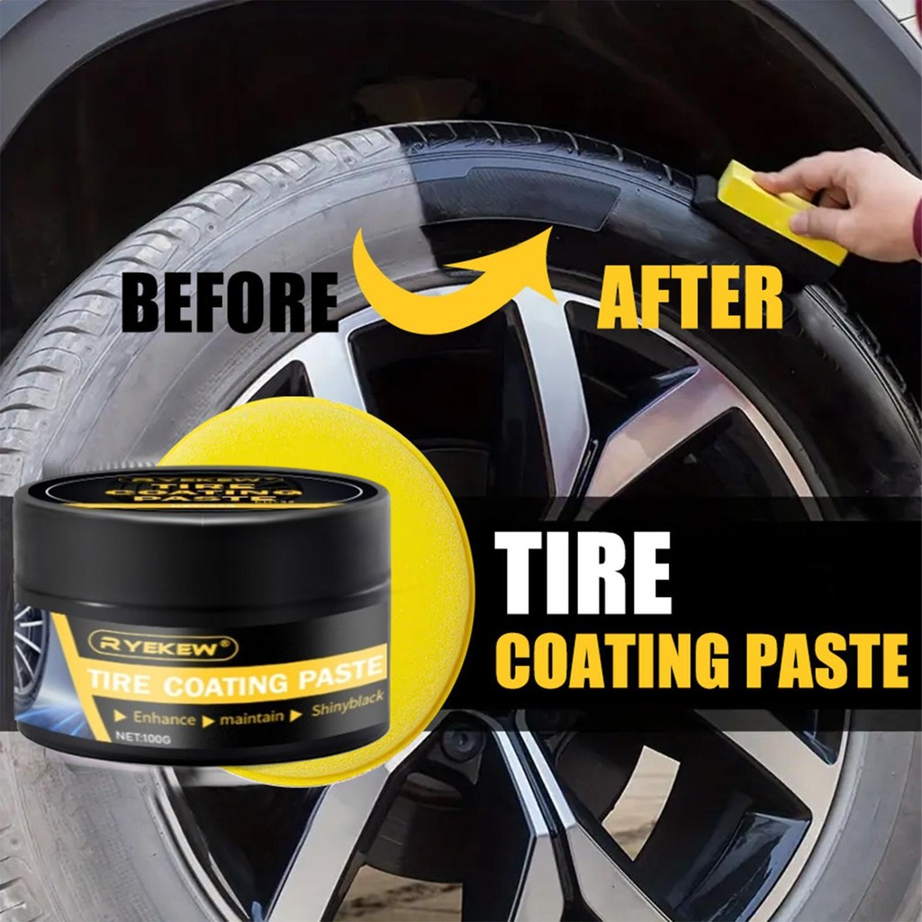 ล้อ Shine สําหรับยางรถอเนกประสงค์ High Gloss Protection สําหรับ Auto Maintenance Long-Lasting สีดํา Tyre Polish Paste yikuiath