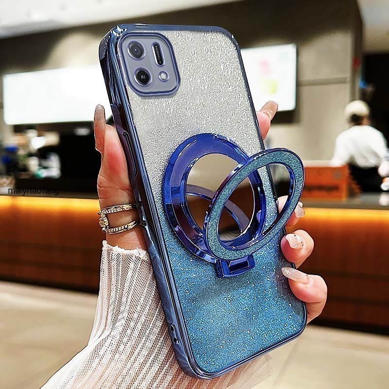 เคสโทรศัพท์ OPPO A16K A16E Realme C20 C20A C11 2021 2020 กรณีกระจกด้านหลังแม่เหล็กดูดวงเล็บเคสโทรศัพท์กันกระแทก