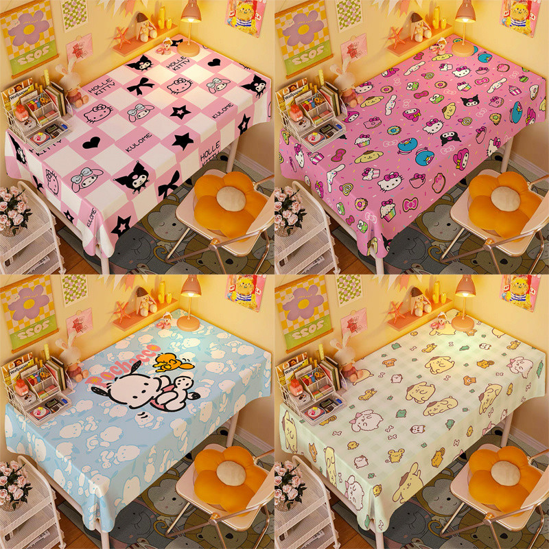 ผ้าปูโต๊ะ Sanrio Hello Kitty แผ่นรองโต๊ะน่ารักสำหรับหอพัก ผ้าปูโต๊ะในห้องนอน ผ้าคลุมโต๊ะแต่งหน้า