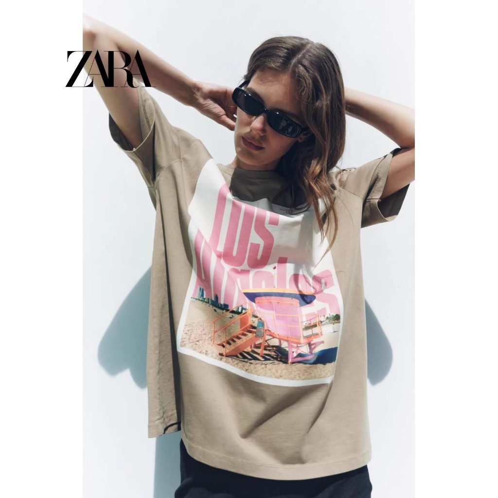 ZARB'S ซาร่า สินค้าใหม่ ใส่ของผู้หญิงด้านหน้าพิมพ์ผ้าฝ้ายสบายเสื้อยืด 0085636 505