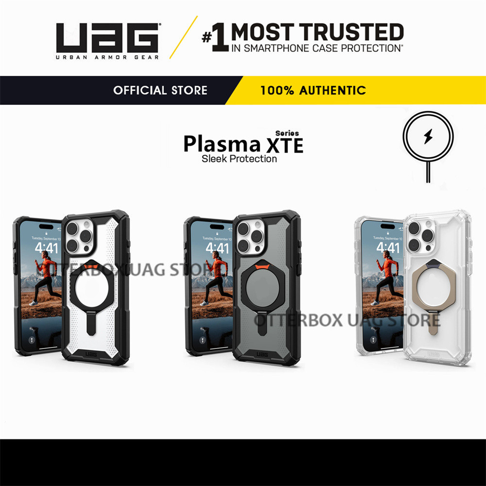 UAG iPhone 16 Pro Max / 16 Pro / 16 15 14 Plus / 16 / 15 14 Pro Max / 13 12 Pro Max Case Plasma XTE Pro Magnetic Case with Kickstand Drop Protection Clear Protective iPhone Cover