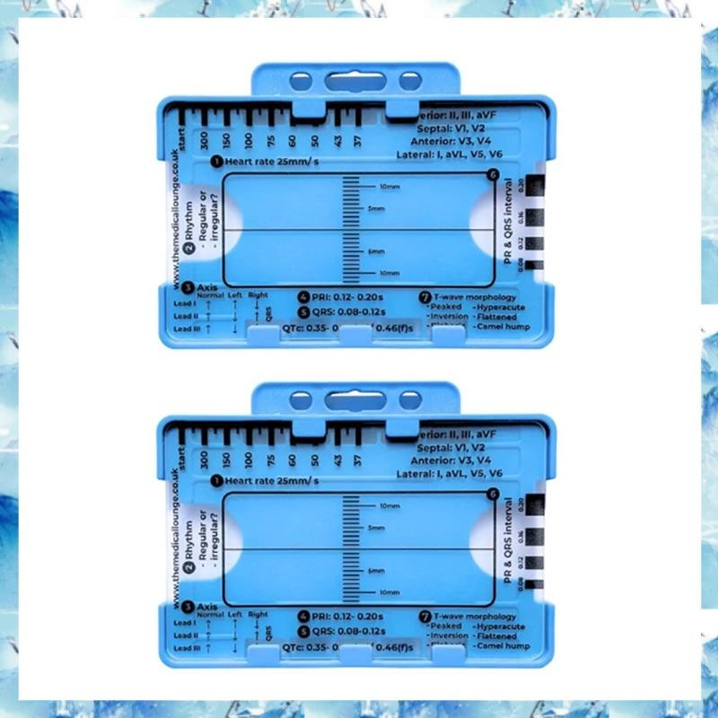 [ ] 2PCS ECG 7 Step Ruler ECG 7 Step Ruler สําหรับ ECG 7 Step Ruler ไม้บรรทัด ECG แบบพกพา Assessment