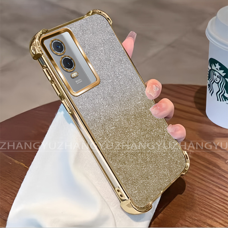 กันกระแทก case สําหรับ Vivo Y76 5G Y76S เคสโทรศัพท์ 2025 กระดาษแวววาวโปร่งใสใหม่ softcase SZ10