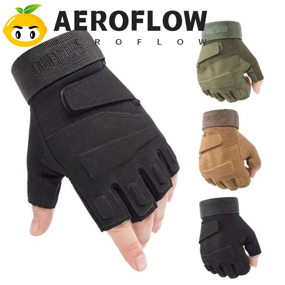 AEROFLOW ถุงมือมอเตอร์ไซค์, ถุงมือแข่งวินเทจทนการสึกหรอ, หนังแพะย้อนยุคกันลื่นถุงมือครึ่งนิ้วแบบไม่มีนิ้วกีฬากลางแจ้ง
