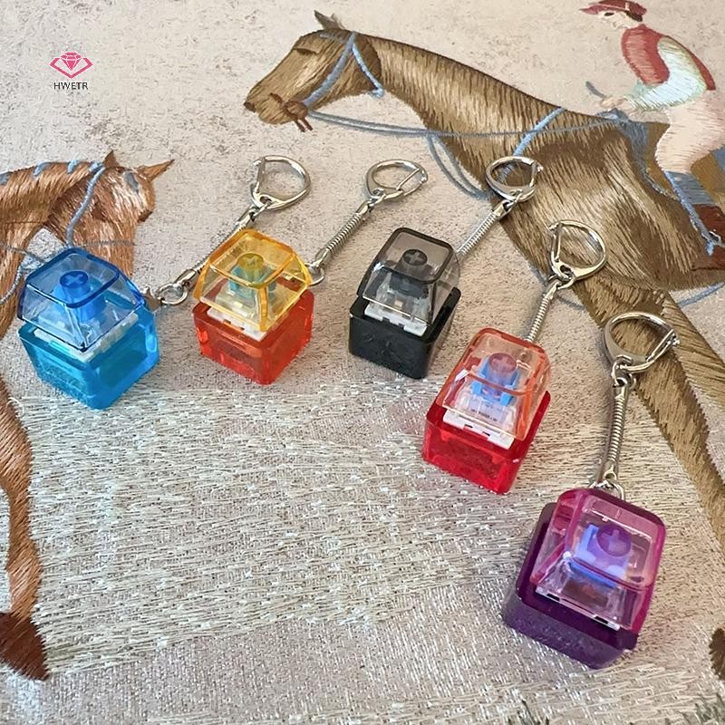 HWETR Creative Keycap พวงกุญแจ Dpression Keycap จี้คีย์บอร์ด Keyswitch พวงกุญแจแปลกกระเป๋าเป้สะพายหลังตกแต่งของขวัญใหม่