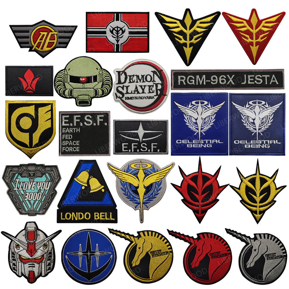 ยุทธวิธีปัก Patch Londo Bell EFSF Earth Fed Space Force เย็บปักถักร้อย Patch Emblem สําหรับกระเป๋าเป้สะพายหลังเสื้อกั๊กชุดหมวกกันน็อคเกียร์