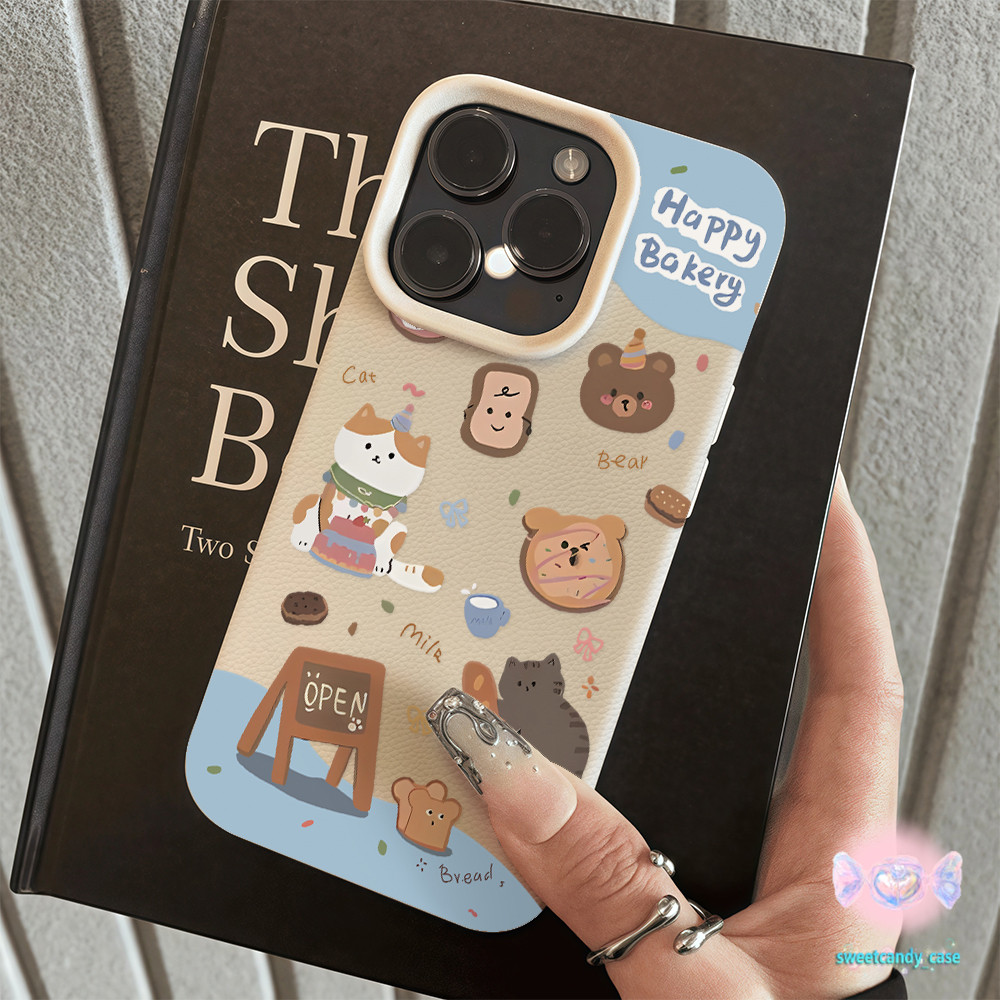 🌹จัดส่งในพื้นที่🌹เคสเหมือนเปลือกลิ้นจี่ หมีน่ารัก ลูกแมว รูปแบบการ์ตูน สําหรับIPhone16 15 14 13 7 8plus Pro Promax XR XS