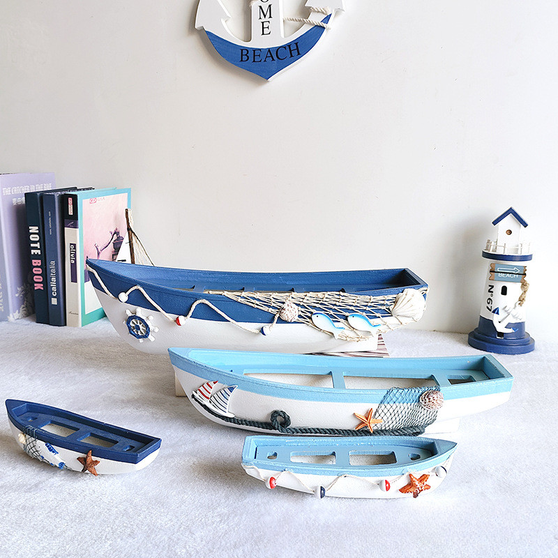 เมดิเตอร์เรเนียนเครื่องประดับสไตล์เรือ Nautical รูป Decor ไม้โต๊ะ Mini รุ่น Office