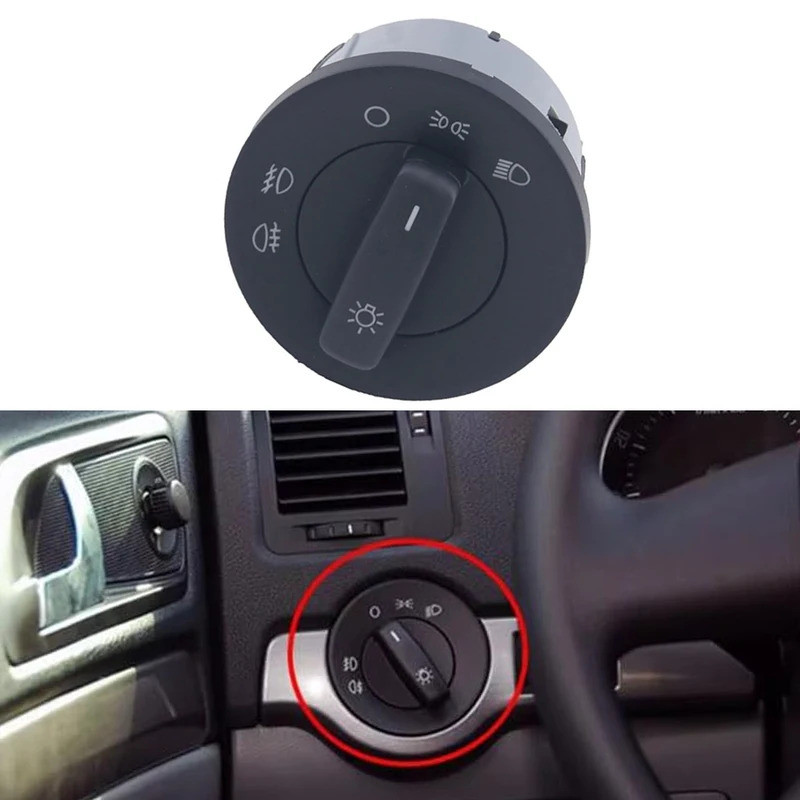 ปุ่มไฟหน้าไฟตัดหมอกสวิตช์ควบคุมลูกบิด 10 Pins สําหรับ Skoda Octavia II A5 1Z3 1Z5 2004-2013 1Z094143