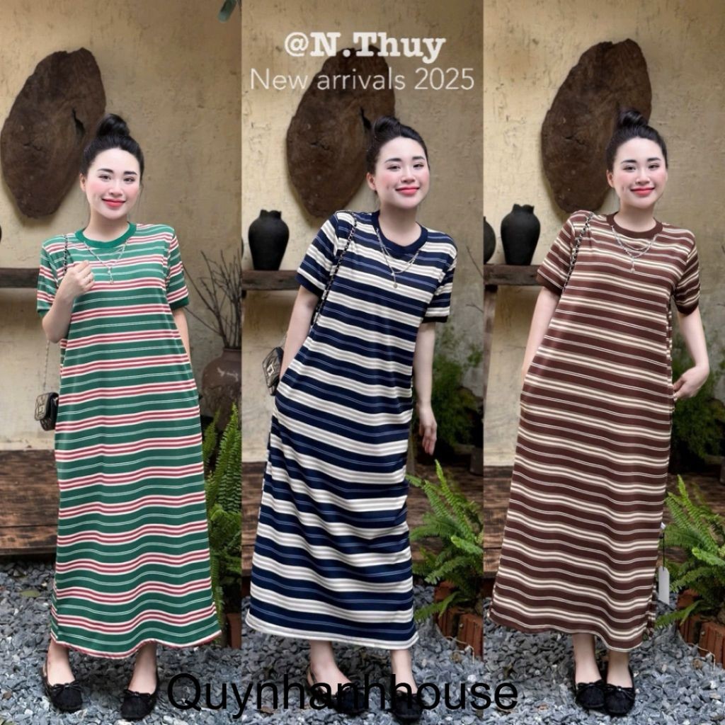 <Quynhanhhouse>ชุดคลุมท้อง (qc) มีป้ายคอลายทาง 3 สี ไซส์ Sm