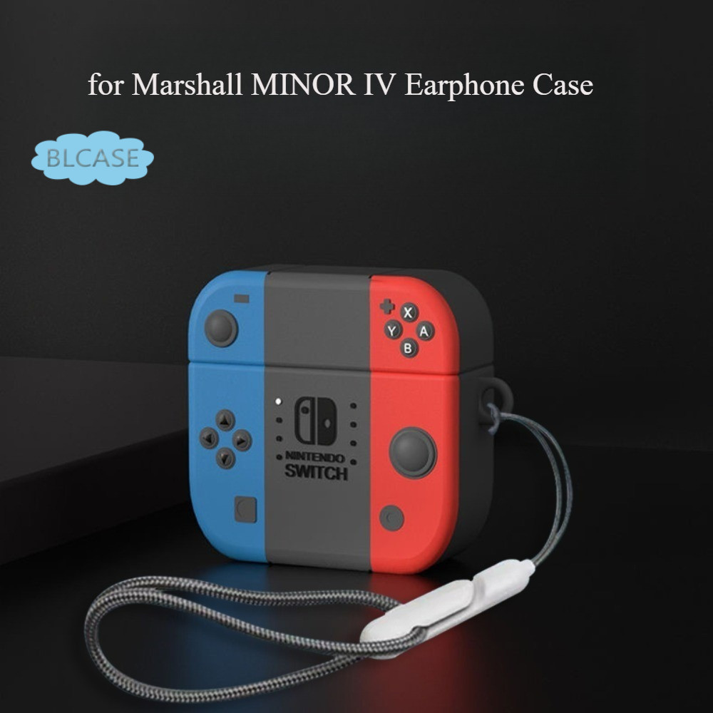 Earphone Case for Marshall MINOR IV Earphone Case Switch Cartoon Silicone Headphone Cover Earphone Protective Casing Cover Earbuds Skin with hook