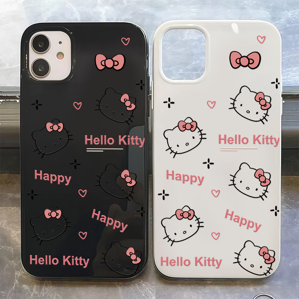พร้อมส่ง เคสสำหรับไอโฟน13 ลายแมวเคธี น่ารัก แบบเรียบ เคสวาวเยลลี่ For iPhone12 13 14ProMAX 16 15PLUS