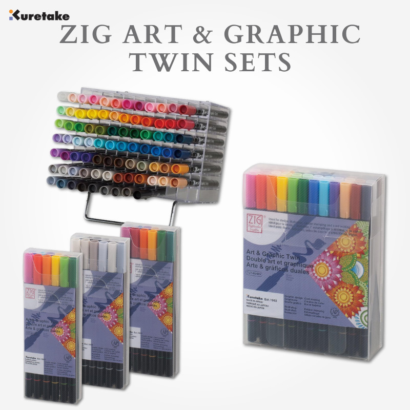 Kuretake ZIG Art & Graphic Twin Water-Based Marker Set - Various Color Options, Japan Diary/ Journal