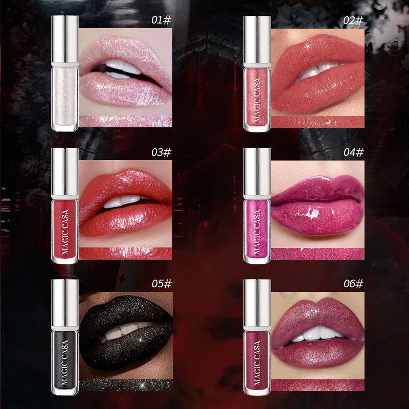 【for Halloween】magic Casa ✨trang Magic Casa Diamond Lip Gloss Halloween Dark Vampire Lip Gloss Nhấp 