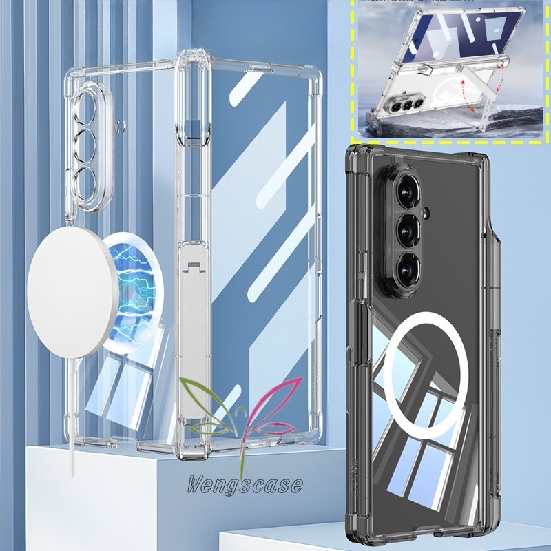 SAMSUNG ช่องเสียบปากกาแม่เหล็กบานพับเคสปลอกสําหรับ ซัมซุง กาแลคซี z พับ 7 z พับ 6 ฝาครอบกันกระแทกพร้อมฟิล์มหน้าจอหน้า