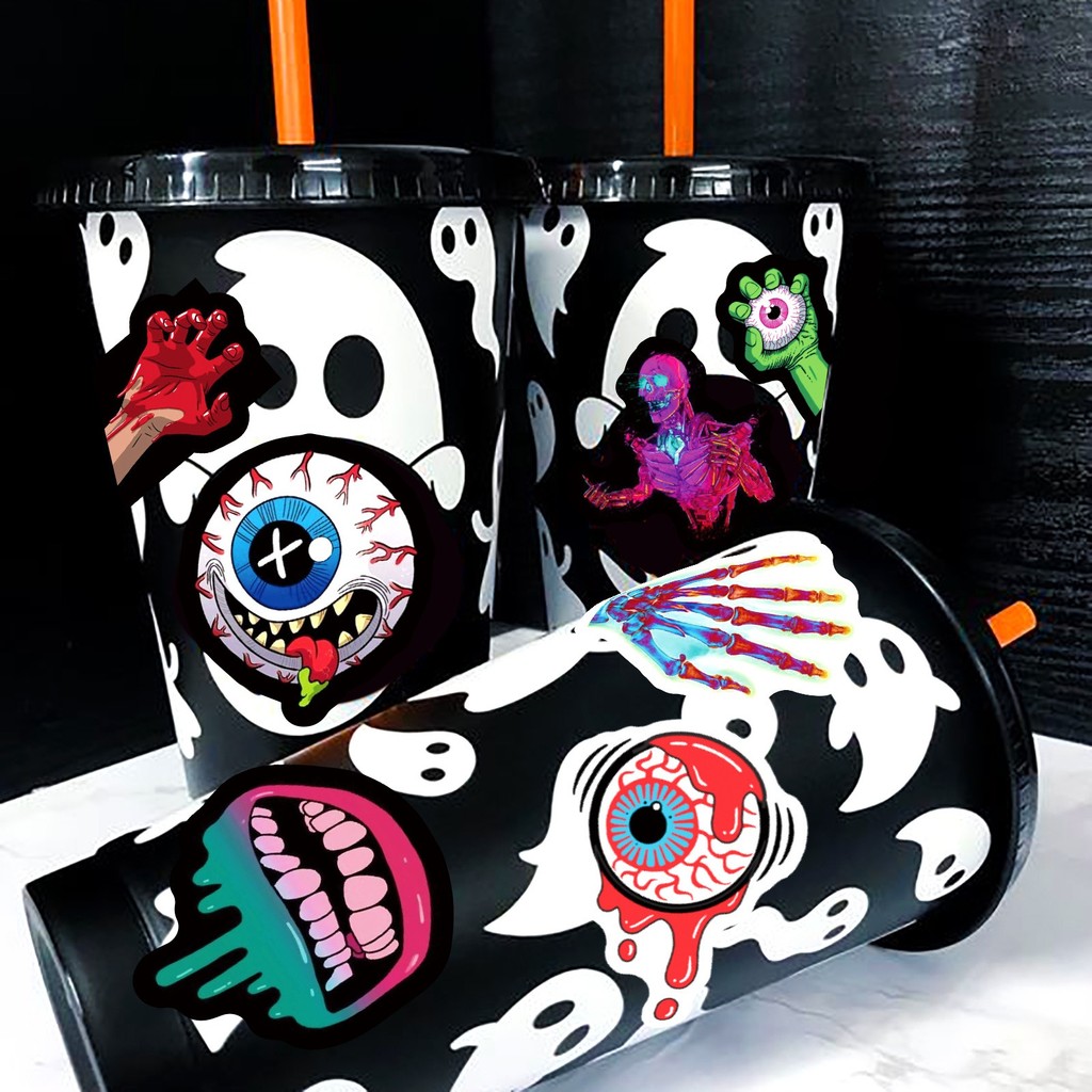 พร้อมส่ง halloween punk ศิลปะกอทิก มาร liquid monster sticker สติกเกอร์กันน้ำ ศิลปะกอทิก 50ชิ้น