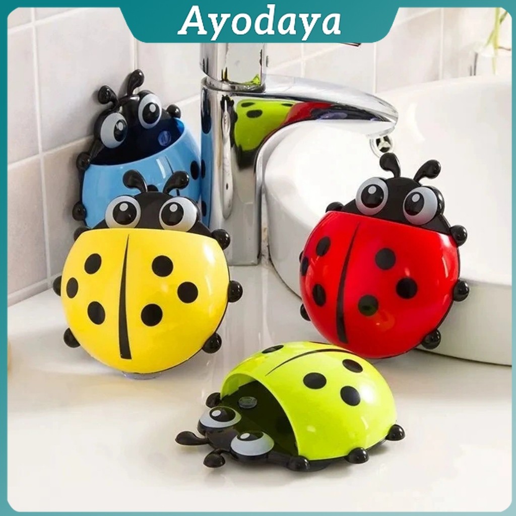 Ayo ที่เก็บแปรงสีฟัน ที่วางแปรงสีฟันลายเต่าทอง การออกแบบติดผนังแบบไม่มีรูพรุน toothbrush holder - รูปที่ 2